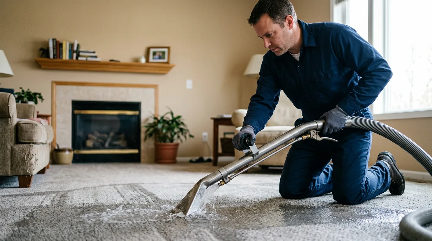 Water damage restoration technician working near Pointblank, TX